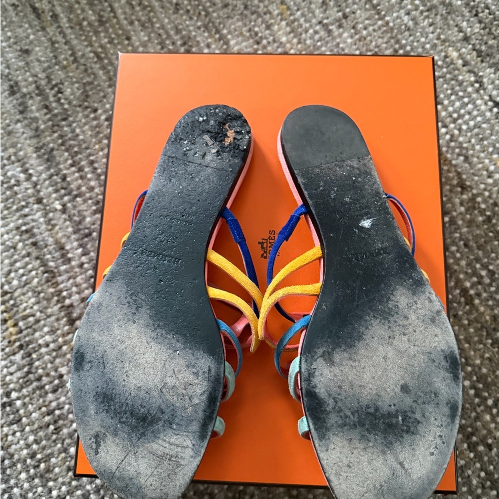 Hermes multi-color authentic sandals size 7.5 - Picture 3 of 4